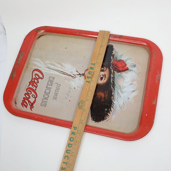 Vintage Coca-Cola Serving Trays Set of 2 Small Metal Coke Trays Retro 80s Promo - Picture 10 of 13